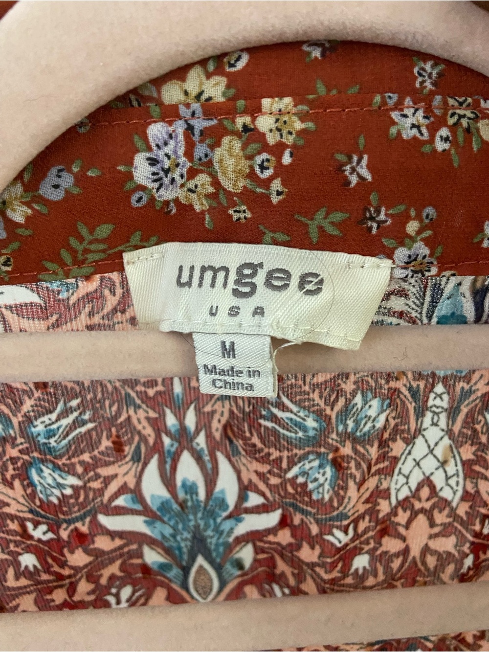 Umgee Rust Floral Button-Down Bell Sleeve Top - Picture 6 of 8